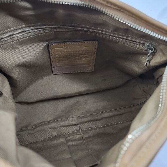 Coach Signature C Jacquard Suede Hobo Shoulder Bag Purse Tan Brown F10945 - Picture 11 of 16